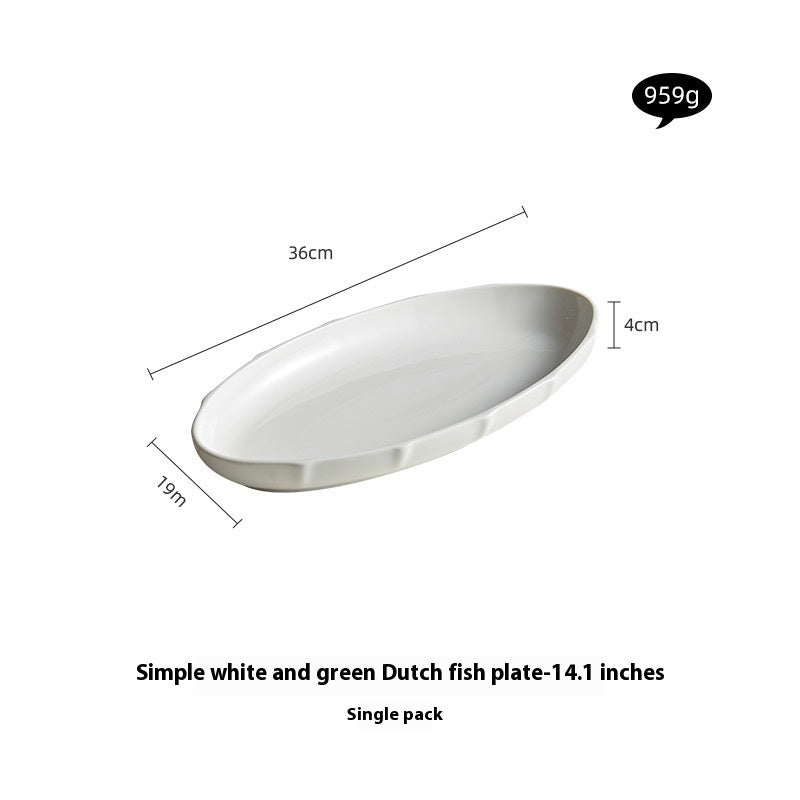 Household Steamed Fish Plate Good-looking Large Exquisite Japanese Style Dinner Plate High-grade