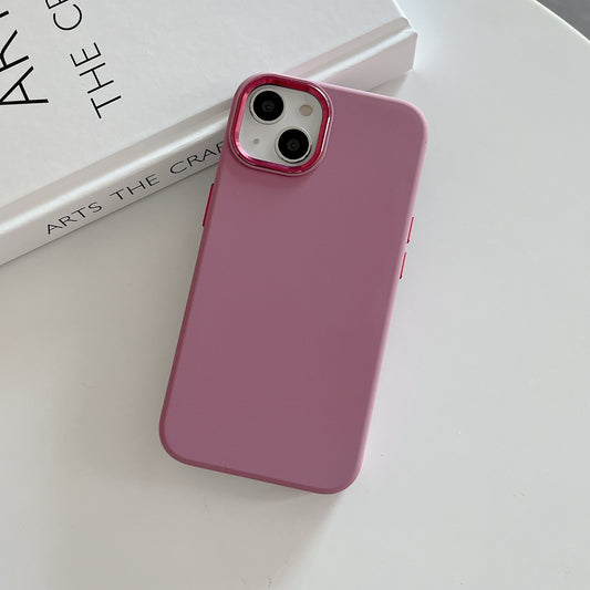 Full-cover Solid Color Liquid Silicone Metal Phone Case