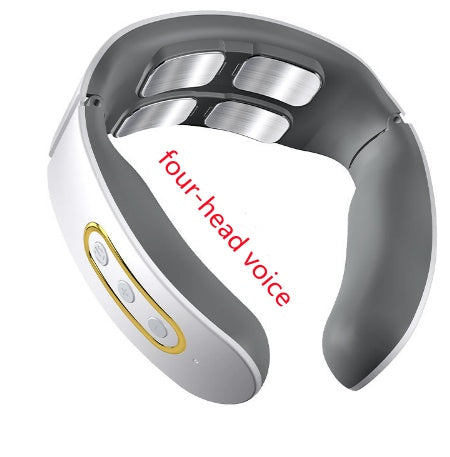 Four-Head Electric Pulse Neck Massager Far Infrared Heat Pain Relief Tool