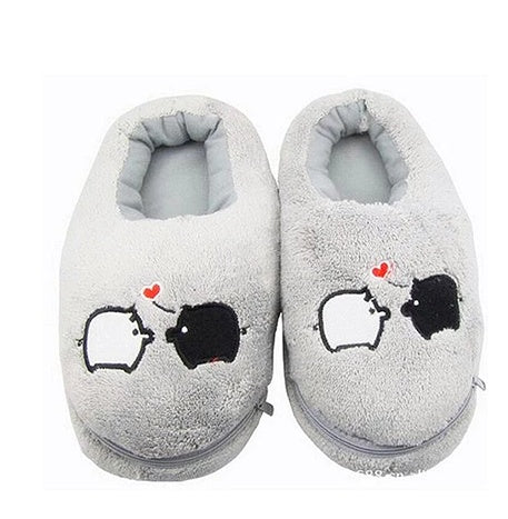 Practical Safe and Reliable Plush USB Foot Warmer Shoes Soft Electric Heating Slipper