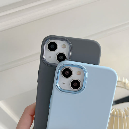 Full-cover Solid Color Liquid Silicone Metal Phone Case