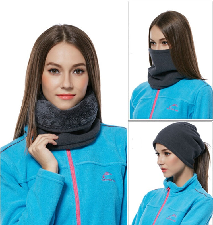 Outdoor Winter Thicken Warm Fleece Neck Warmer Snood Cycling Scarves Men Bufanda Ski Climbing Neck Scarf HatCap