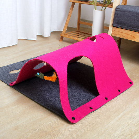 2 in 1 DIY Combined Cat Tunnel Toy Removable Felt Cat Nest House Puppy Ferrets Rabbit Play Dog Tunnel Tubes