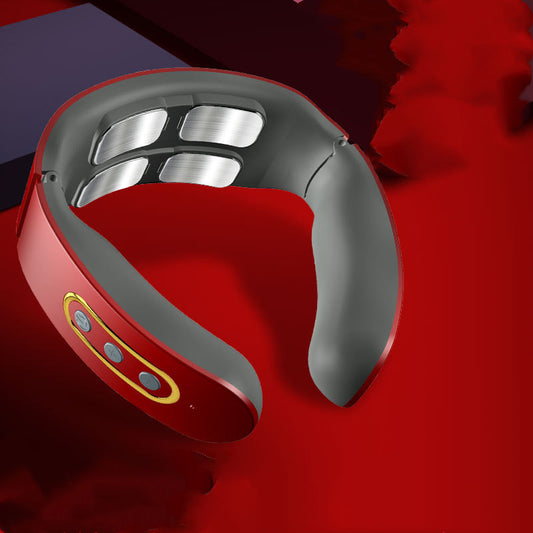 Four-Head Electric Pulse Neck Massager Far Infrared Heat Pain Relief Tool