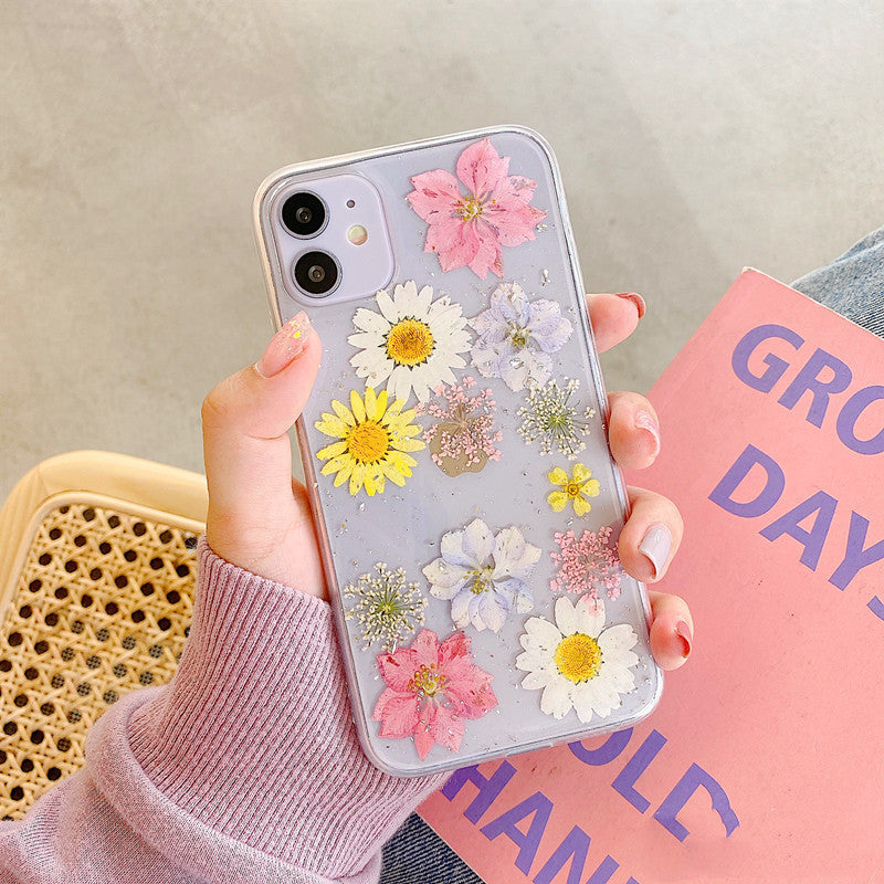 Compatible With , Daisy Phone Case Real Flower Protective Cover