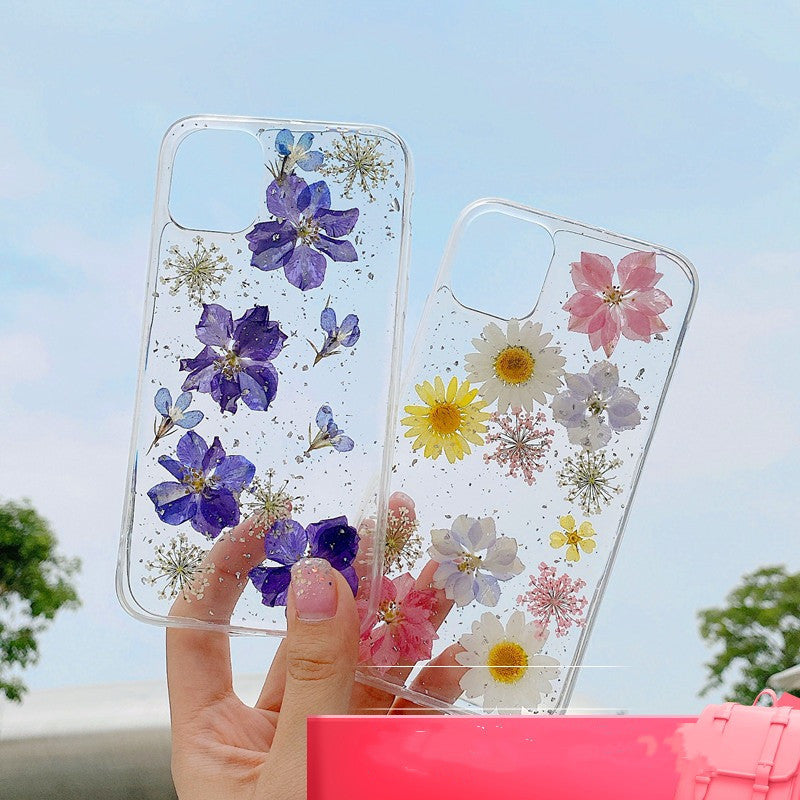 Compatible With , Daisy Phone Case Real Flower Protective Cover