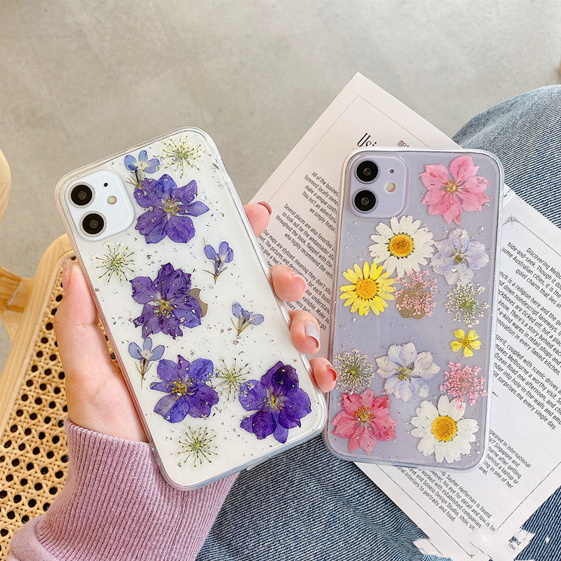 Compatible With , Daisy Phone Case Real Flower Protective Cover
