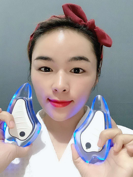 Heated Vibrating Facial Massager Electric Gua Sha Board Red Blue Light Therapy Scraping Plate Color Beauty Face Lifting Slimming