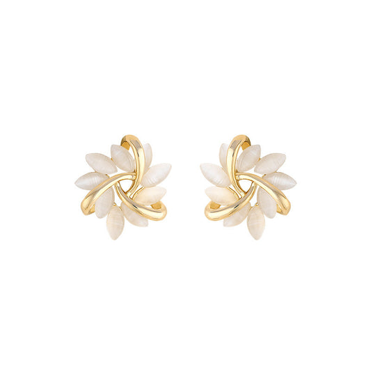 Cat's Eye Flower Earrings High Sense Opal Square Triangle Geometry Earrings