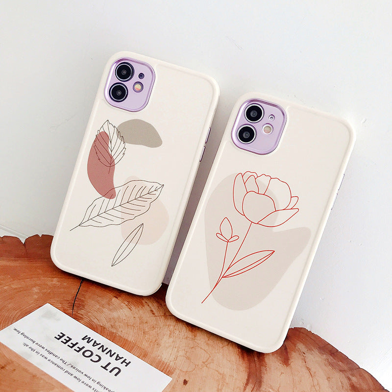 Compatible With , Compatible With , Vintage Leaf Flower Phone Case Shockproof Soft Back Cover