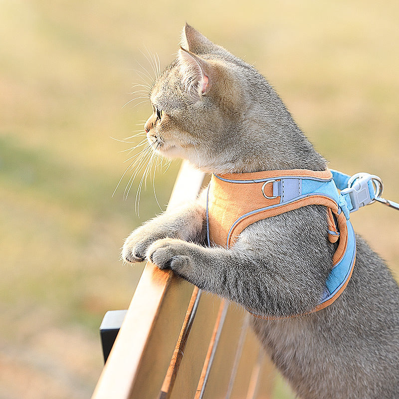 Cat Traction Rope Home Vest-Style Chest Harness Cute Anti-Stroke Cat Walking Rope