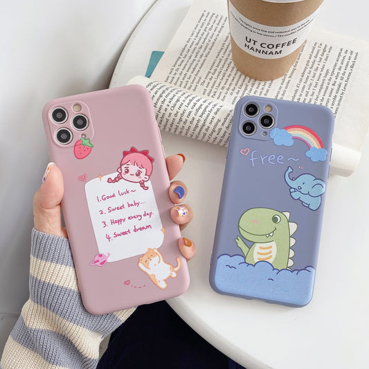 Compatible with Apple, Compatible with Apple , Cartoon Soft Shell For 12mini11promax Apple XXSXRSE Mobile Phone Case Iphone78plus