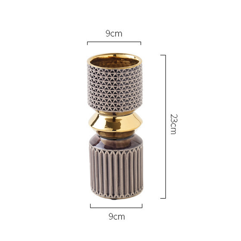 Light Luxury Net Red Vase Embossed Electroplating Process Embossed Dining Table Hotel Bed And Breakfast Nordic Style Soft Decoration Ornaments