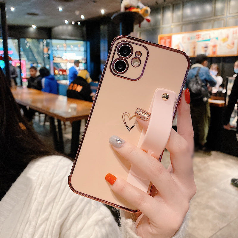Compatible with Apple, Electroplating Love Is Suitable For Iphone12 Mobile Phone Shell 11Pro Wristband Bracket Xsmax 7 8Plus All-Inclusive