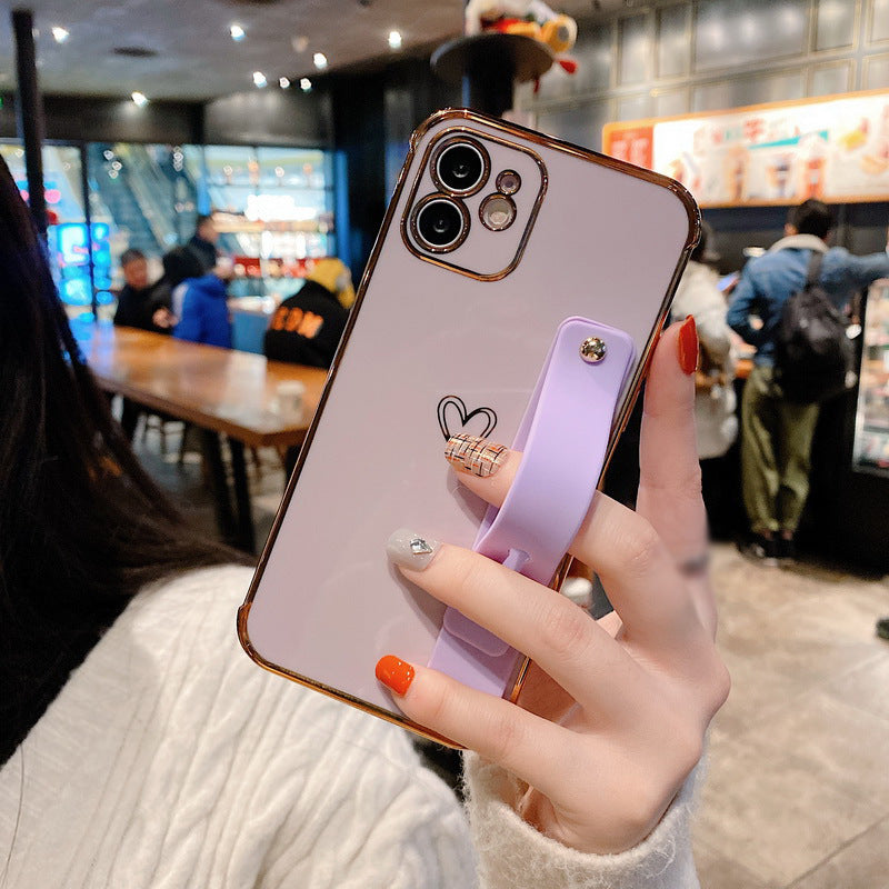 Compatible with Apple, Electroplating Love Is Suitable For Iphone12 Mobile Phone Shell 11Pro Wristband Bracket Xsmax 7 8Plus All-Inclusive
