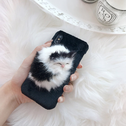Cute Furry Hand Warmer Female Personality Creative Girl Mobile Phone Case