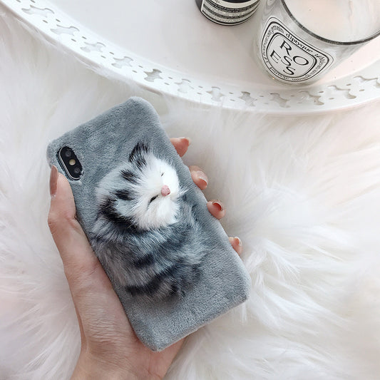 Cute Furry Hand Warmer Female Personality Creative Girl Mobile Phone Case