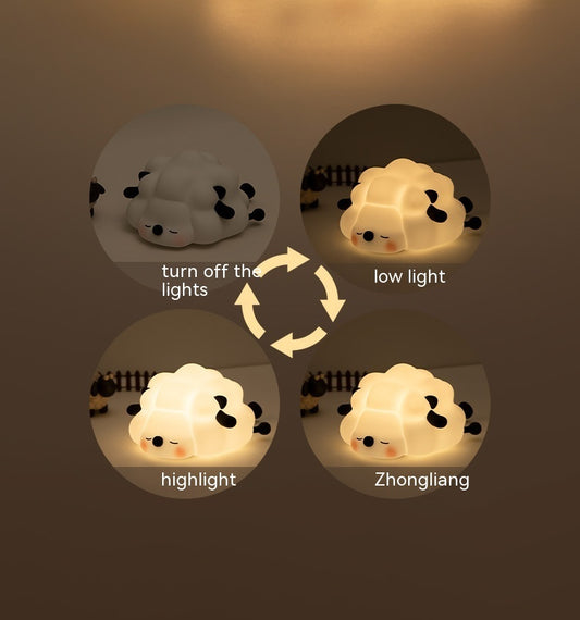 Cute Silicone Night Lights Sheep Cartoon Bedroom Lamp For Children's Room Decor Rechargeable Timing Dimming Sleep Night Light