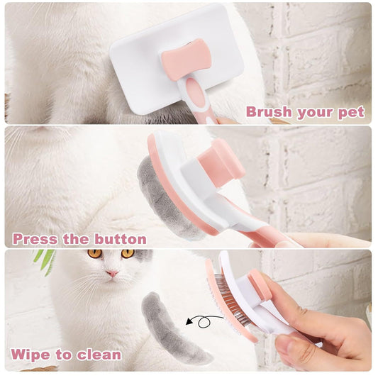 Pet Self Cleaning Slicker Brush Pet Hair Brush Dog Brush  Cat Brush For Shedding Hair Pet Hair Removal Tool Safe Massage Comb For Long  Middle-long, Short Hair