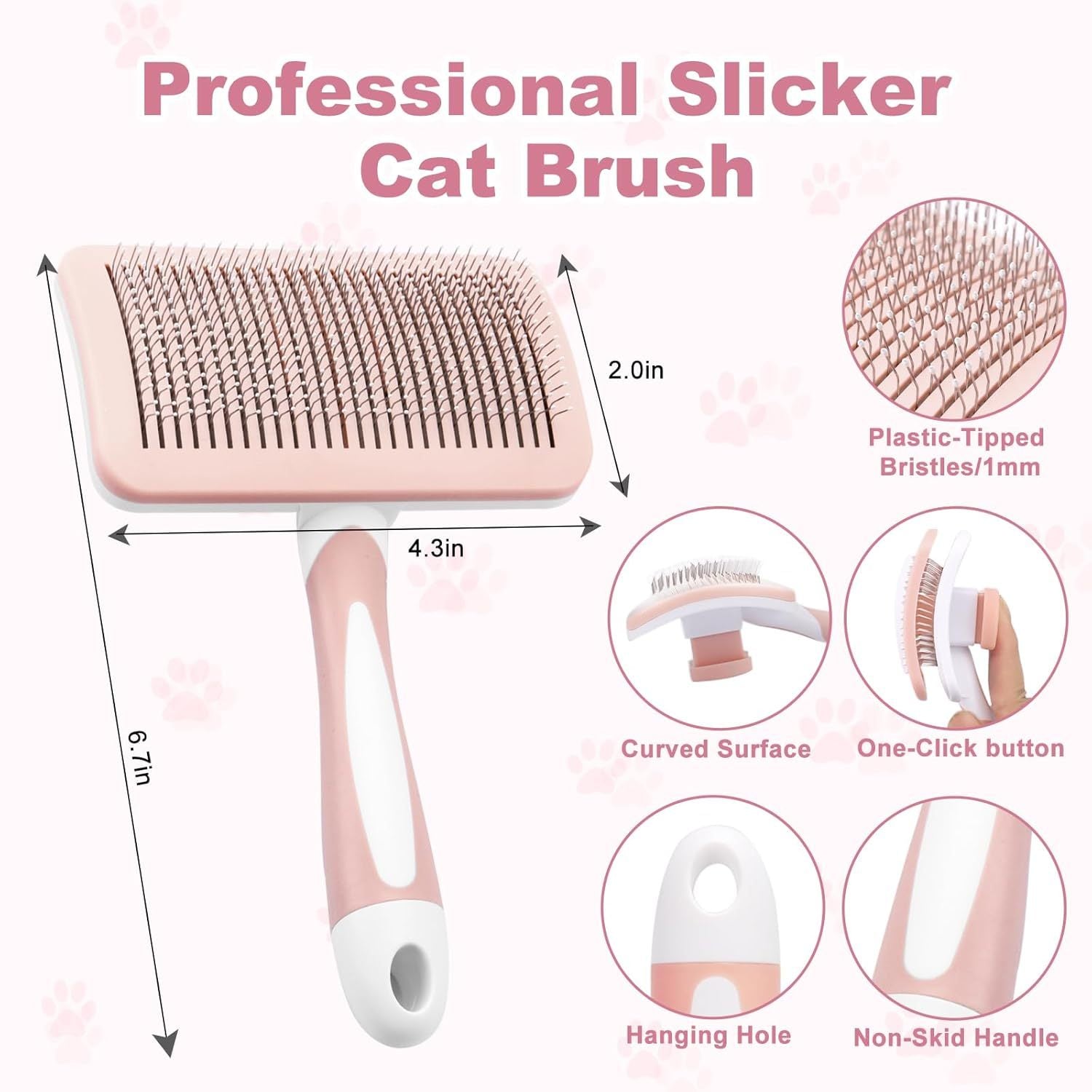 Pet Self Cleaning Slicker Brush Pet Hair Brush Dog Brush  Cat Brush For Shedding Hair Pet Hair Removal Tool Safe Massage Comb For Long  Middle-long, Short Hair
