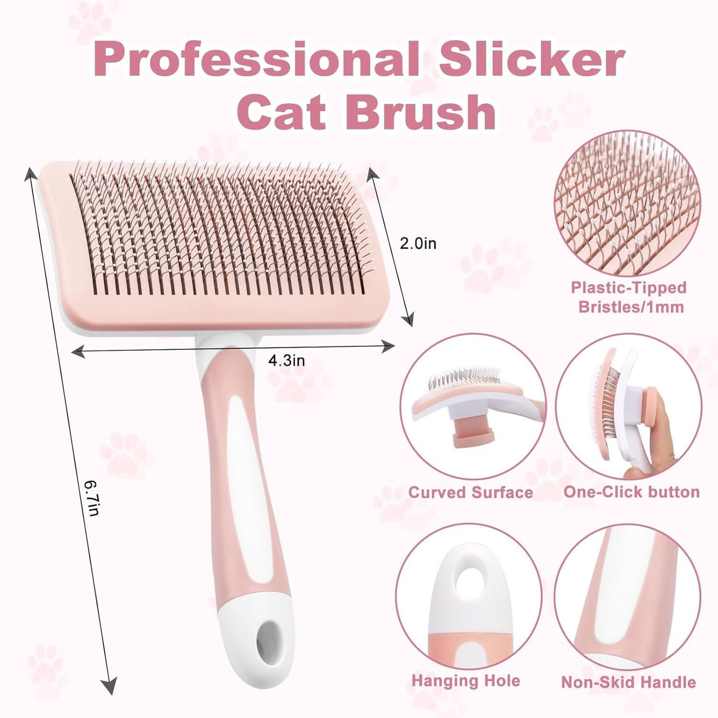 Pet Self Cleaning Slicker Brush Pet Hair Brush Dog Brush  Cat Brush For Shedding Hair Pet Hair Removal Tool Safe Massage Comb For Long  Middle-long, Short Hair