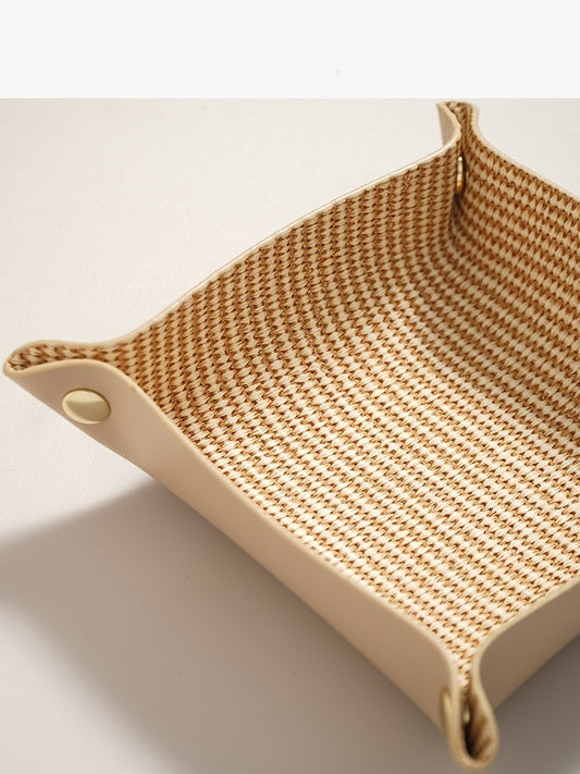 Jewelry Hallway Light Luxury Woven Dining Tray Key Cosmetic Storage Tray