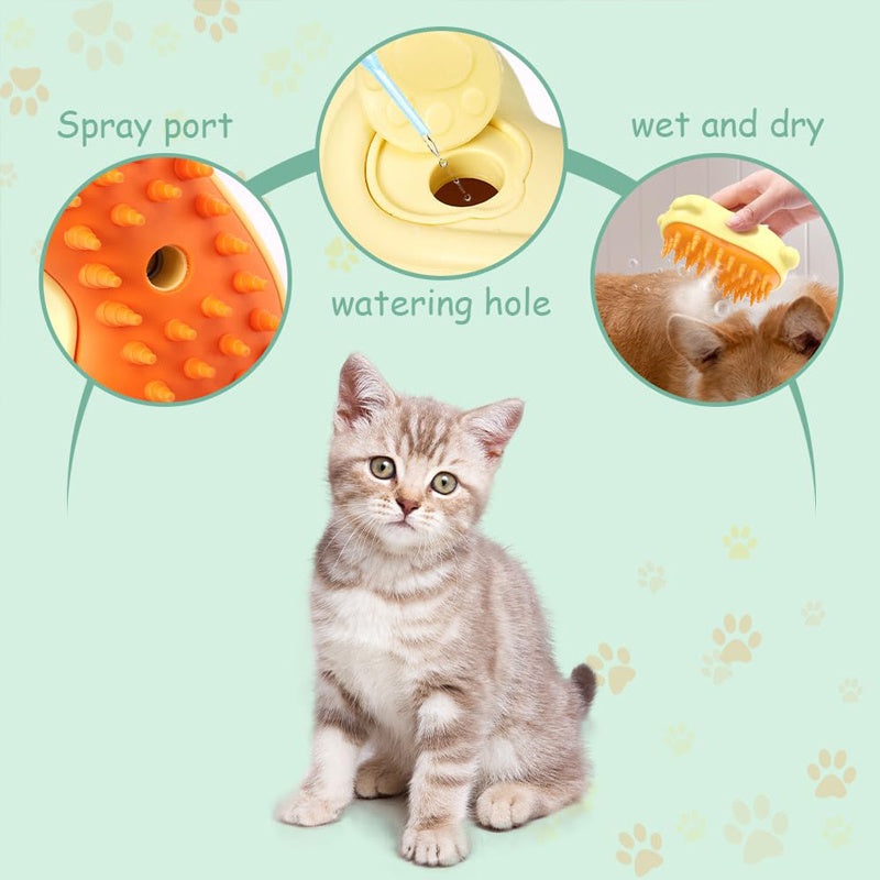 Cat Steamy Brush 3 In1 Spray Cat Brush, Self Cleaning Steam Cat Brush Spray Comb For Removing Tangled And Loose Hair Pet Hair Cleaning Brush Comb For Cats Dogs