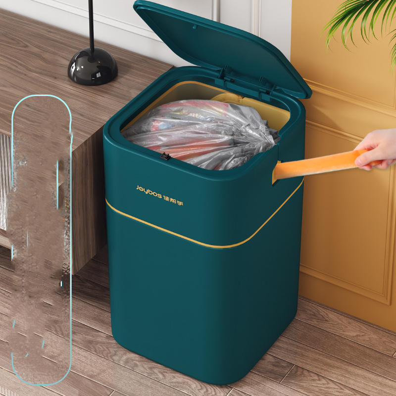 Garbage Bin Household Light Luxury With Lid Living Room Toilet Kitchen Automatic Packing Paper Basket