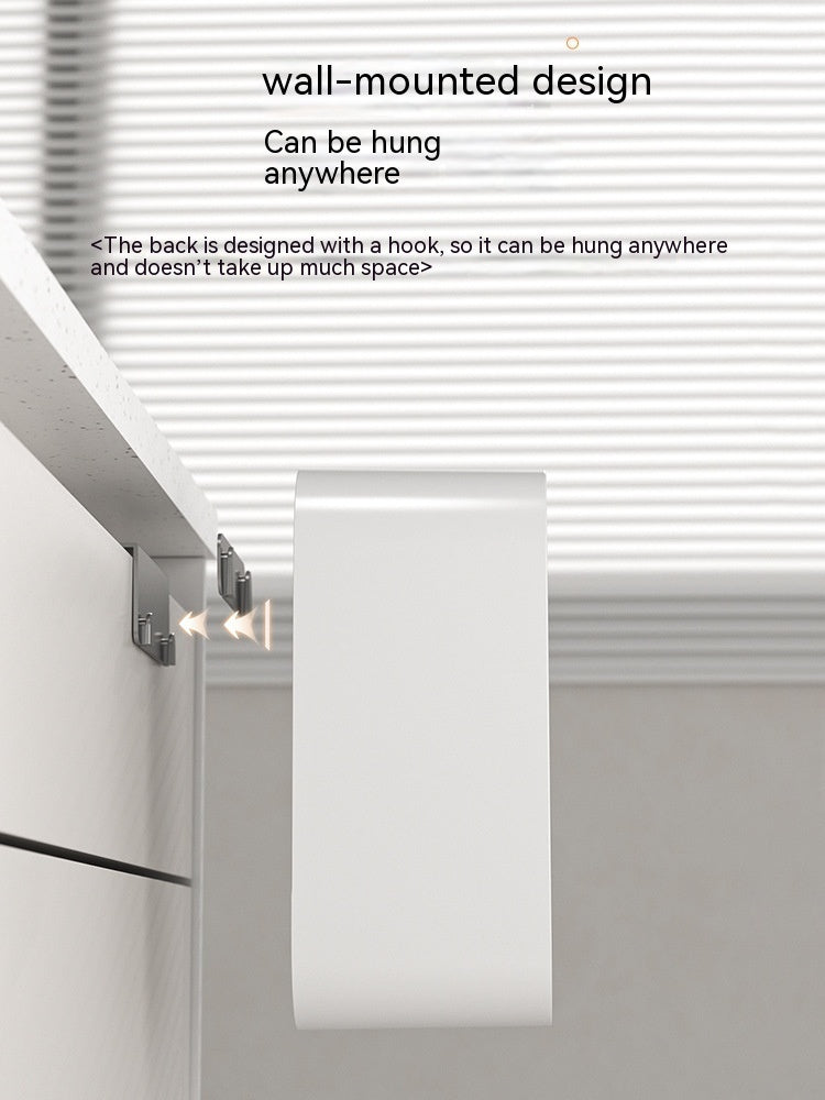 Light Luxury Kitchen Inductive Ashbin Wall Hanging Household Toilet With Lid Wood Grain Smart Hanging Storage