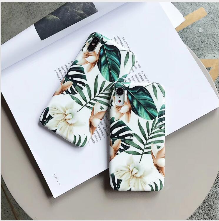 Compatible With AppleLOVECOM Flowers Banana Leaf Art Phone Case For IPhoneXS Max XR 6S 6 7 8 Plus X Retro Soft Floral Phone Back Case With Flowers Style