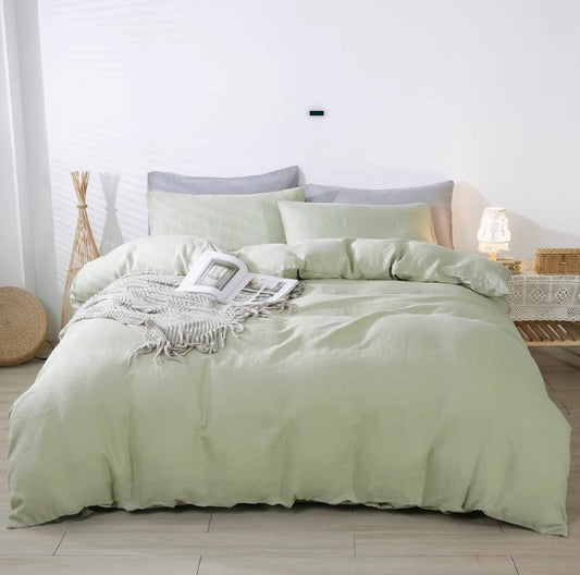 Four-piece Linen Bedding Set With Fitted Sheet And Fitted Sheet