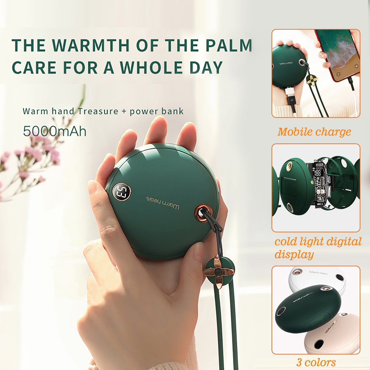 Portable 2-in-1 Usb Charging Hand Warmer Mobile Power