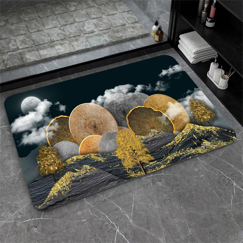 Nordic Light Luxury Marbling Diatom Ooze Absorbent Non-slip Floor Mat Toilet Door Quick-drying Feet