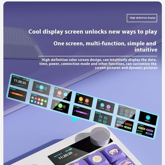 Mechanical Keyboard Black Iron Cow Full Key No Punching Three-mode RGB Backlight Five-side Sublimation