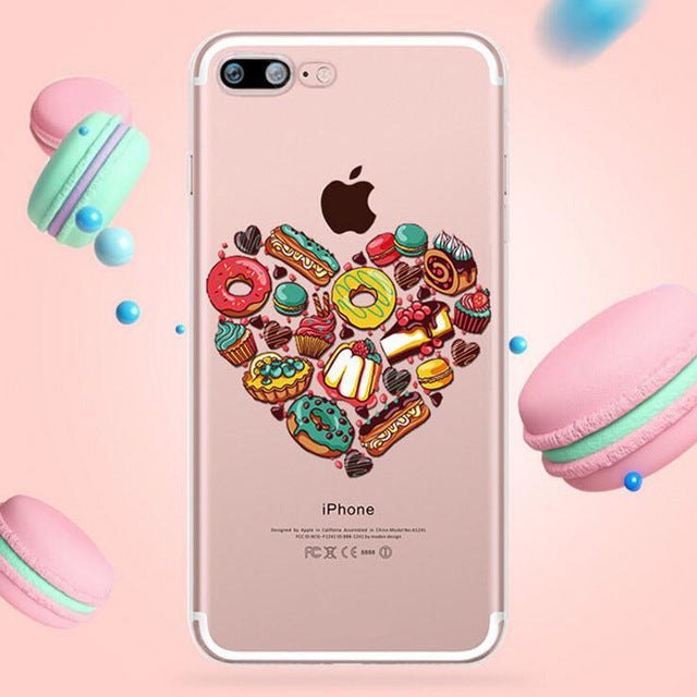 Compatible with Apple, Customized Transparent Ice Cream Pattern Silicone Cover Soft Phone Case for Iphone
