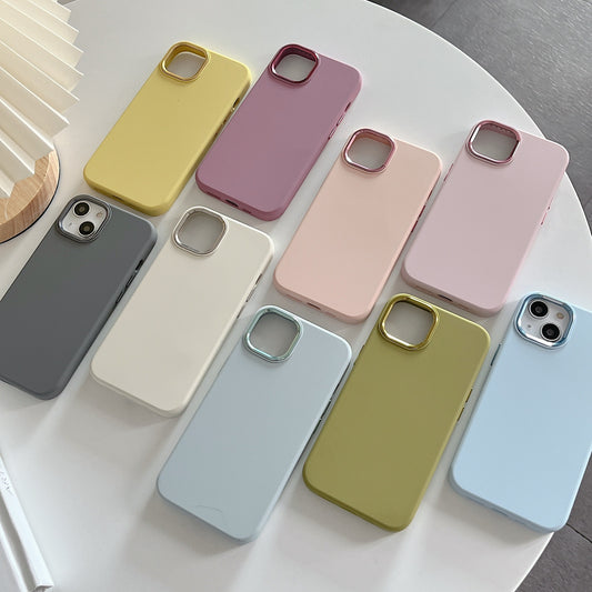 Full-cover Solid Color Liquid Silicone Metal Phone Case