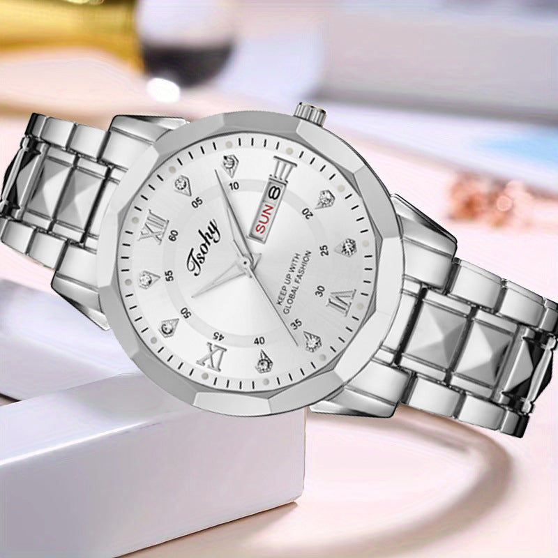 Quartz Watch Double Calendar Luminous Men