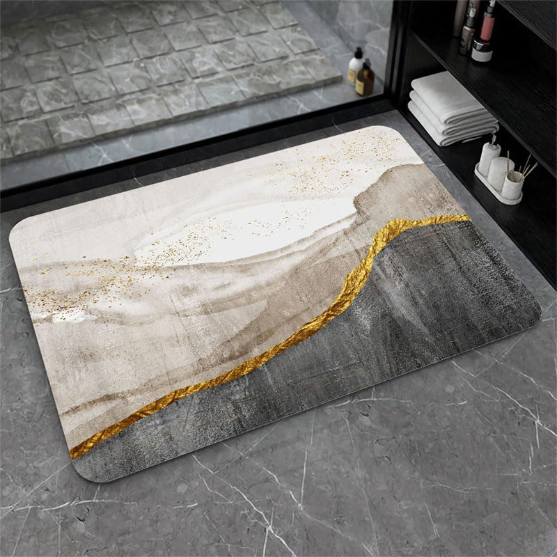 Nordic Light Luxury Marbling Diatom Ooze Absorbent Non-slip Floor Mat Toilet Door Quick-drying Feet