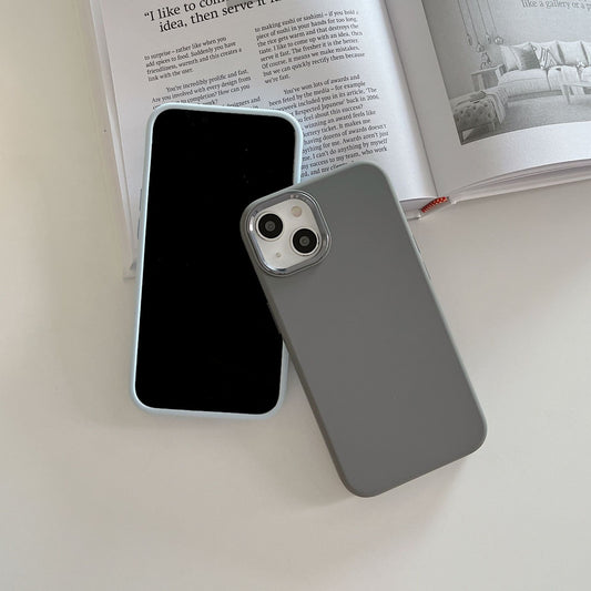 Full-cover Solid Color Liquid Silicone Metal Phone Case