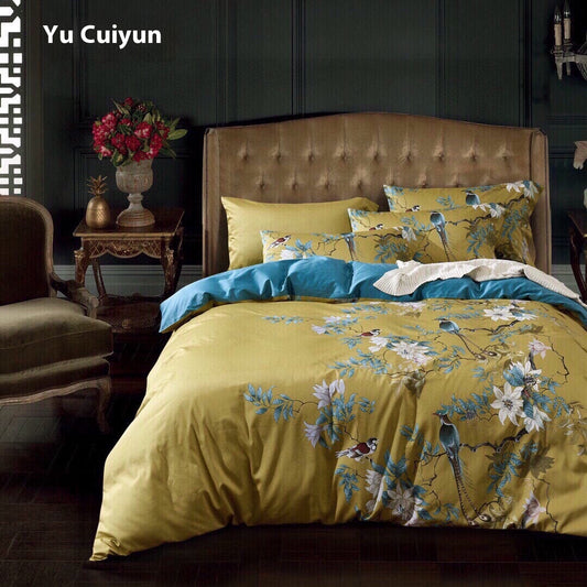 Satin Long-staple Cotton Pastoral Flowers Digital Printed Quilt Cover