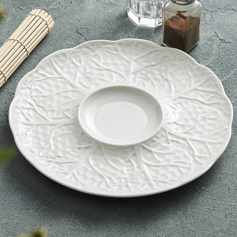 Cabbage-shaped Ceramic White Light Luxury High Sense Western Cuisine Plate