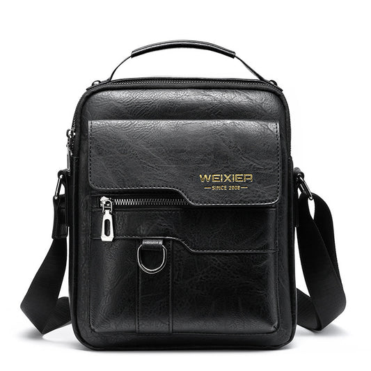 Popular Men's Messenger Bag One Shoulder Retro Business Backpack PU Leather Flaps Crossbody Bags Business Flap Male Solid Travel Bag
