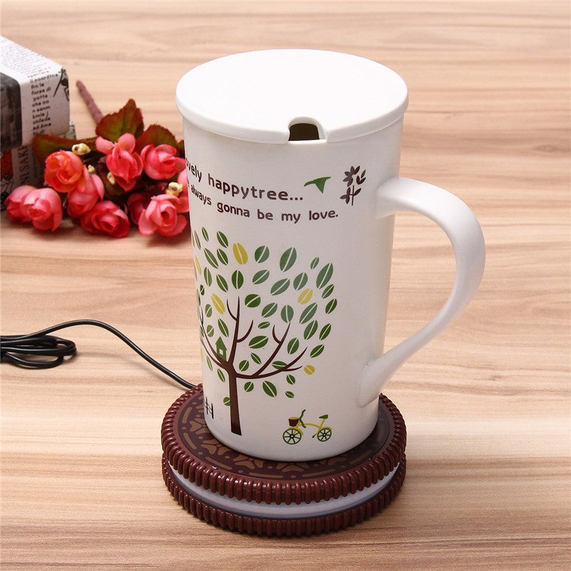 Portable Cookie Shape Cup Mat USB Power Supply Cable Heater Mat Drinks Warmer Tiny Mug Drink Coaster Vacuum Cup Pad 2021 New