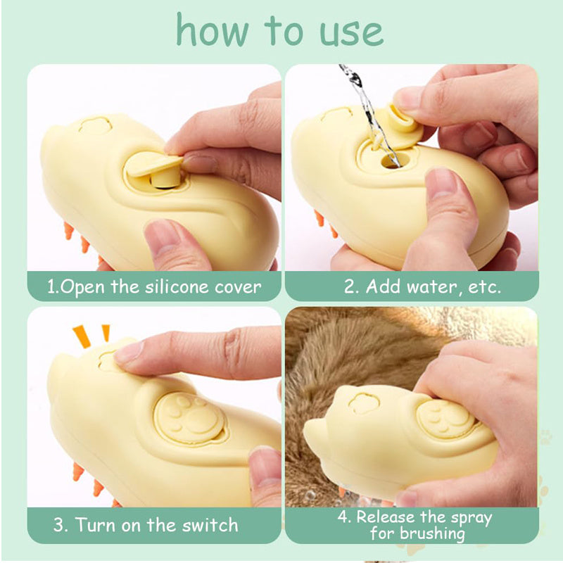 Cat Steamy Brush 3 In1 Spray Cat Brush, Self Cleaning Steam Cat Brush Spray Comb For Removing Tangled And Loose Hair Pet Hair Cleaning Brush Comb For Cats Dogs