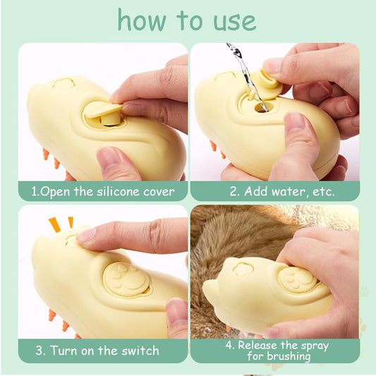 Cat Steamy Brush 3 In1 Spray Cat Brush, Self Cleaning Steam Cat Brush Spray Comb For Removing Tangled And Loose Hair Pet Hair Cleaning Brush Comb For Cats Dogs