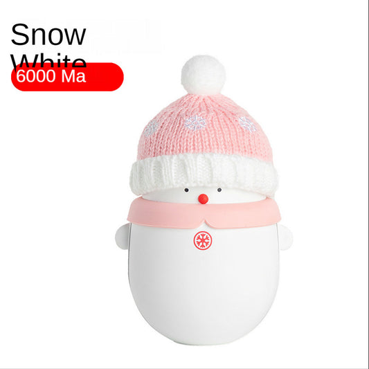 2 In 1 Hand Warmer USB Rechargeable Electric Hand Warmer Heater Mini Pocket Warmer Power Bank Snowman Christmas Gift
