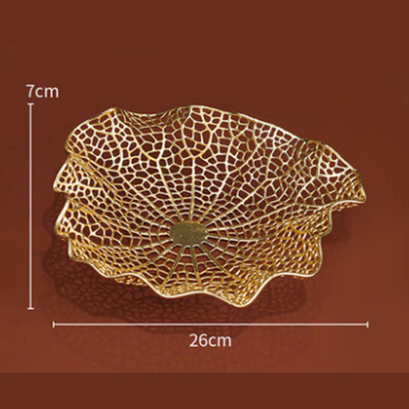 Light Luxury Electroplating Alloy Lotus Leaf Fruit Plate