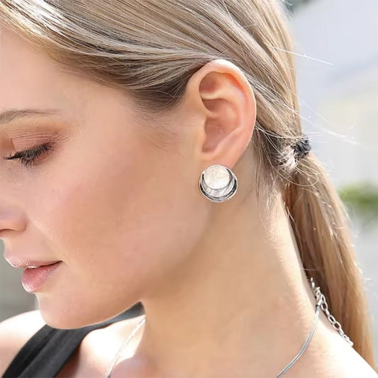 Ins Three-colored Painting Round Earrings Fashion Elegant Versatile Geometric Earrings For Women Jewelry