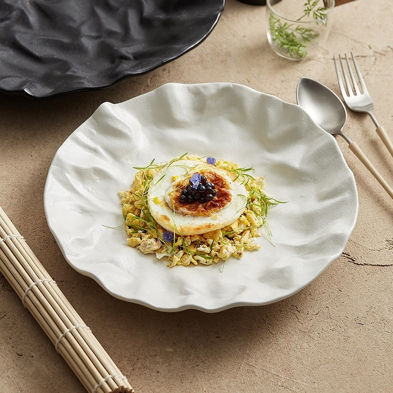 Pleated Dish Ceramic Cooking Plate Japanese Western Food