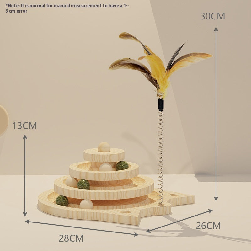 Toy Solid Wood Turntable Self-Hi Cat Teaser